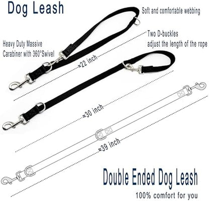 Double Ended Dog Leash,for Obedience Training Easy to Use,Lightweight,Soft for Large and Medium Dogs (Black, 1M*2.5CM) - Image 3
