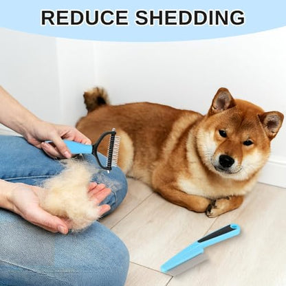 Pet Grooming Combo and Flea Comb, Flea and Tick Combs for Dogs and Cats, Deshedding Brush with Metal Comb for Detangling and Dematting Long, Matted Fur on Cats and Dogs(2pcs) - Image 6