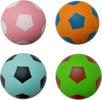 4 Pack Squeaky Dog Ball, Soft Latex Rubber Squeaky Dog Toys for Small, Cute Bounce Squeak Toys Play Fetch Soccer BallOrange, （Green, Pink, Light Blue