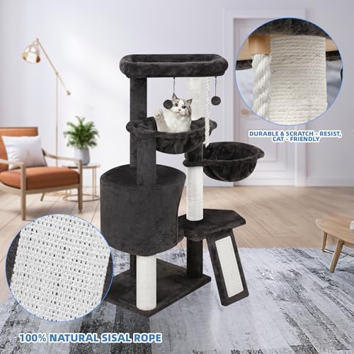 Xin Three Layer Cat Tree with Cat Condo and Two Hammocks,Darkgray … - Image 4
