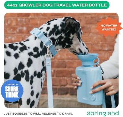 Springland 44oz Classic Portable Dog Water Bottle with Built-in Bowl, Blue - Image 2