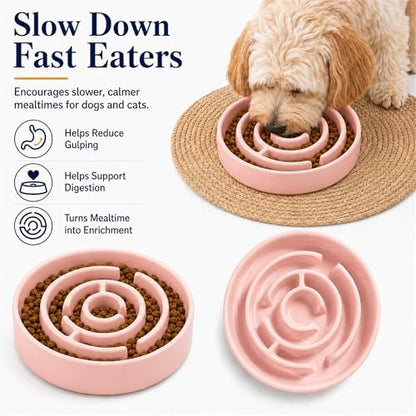 Ceramic Slow Feeder Dog Bowl 1.5 Cup Puzzle Dish for Small Medium Dogs - Image 5
