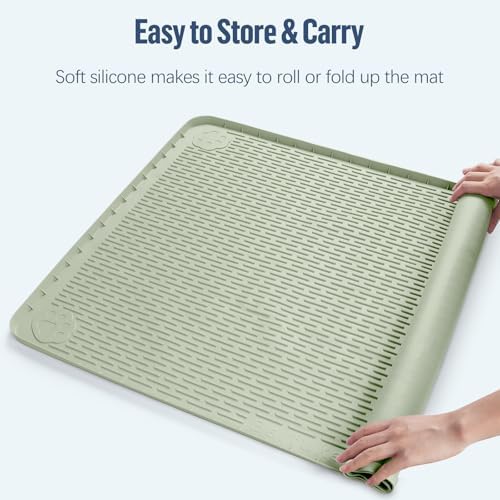 Pee Pad Holder for Dogs 34''x22'' Silicone Puppy Pee Pad Tray, Green - Image 6
