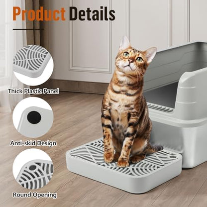 Cat Litter Box Step Non-Slip Cat Step with Filter Function, Light Grey - Image 4