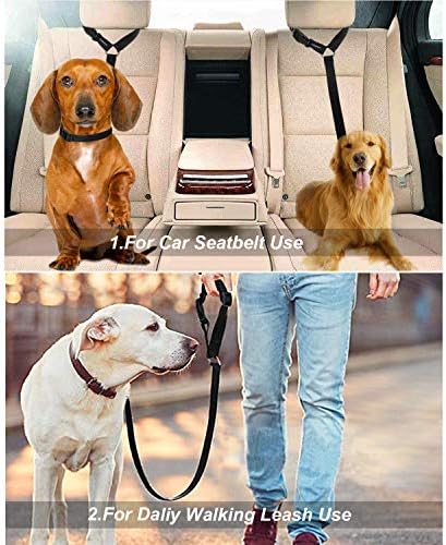 Dog Seat Belts, CGBOOM 2 Pack Dual Use Dog Car Seatbelts Harness Adjustable Car Headrest Restraint for Vehicle Nylon Pet Cat Dog Safety Leads Seat Belts for Large Medium Small Dogs - Image 2
