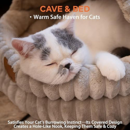CHEERPALS Cat Cave Bed for Indoor Cats Covered Hooded Pet Bed with Cushion - Image 2