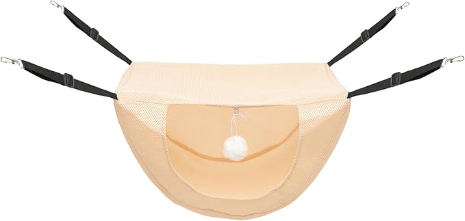 Small Pet Cat Bed Hammock Breathable Sandwich Mesh Hanging Nest Washable Beige S for Indoor Comfortable Kitten Rest