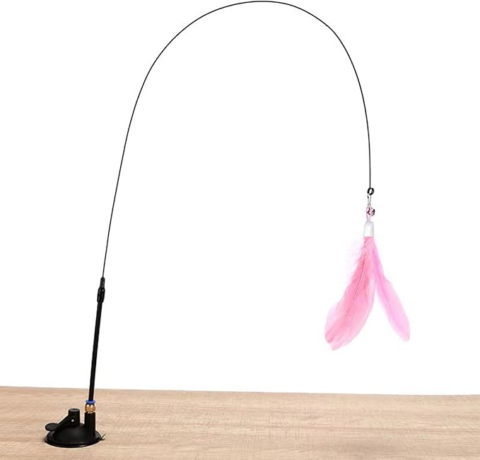 Cat Wand Toy - Flexible Feather Teaser Stick, Detachable Cat Play Wand | Interactive Cat Toy with Suction Cup, Easy-to-Install Cat Exercise Stick Toy, Cat Entertainment Wand for Exercise and Fun