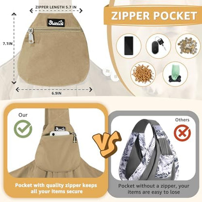 SlowTon Dog Carrier Sling - Thick Padded Shoulder Strap Adjustable, Brown M - Image 3
