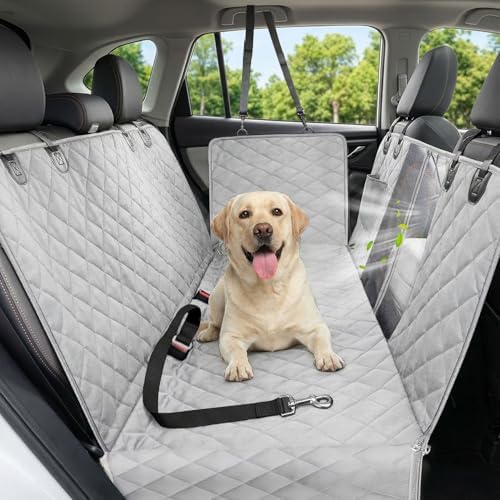 Victoper Dog Car Seat Cover, 600D Heavy Dute Car Seat Cover for Dogs Pets, 100% Waterproof Anti-Scratch Nonslip Dog Hammock for Cars, Seat Covers Protector with Seatbelt for Sedan SUV Truck XL Gray by Victoper