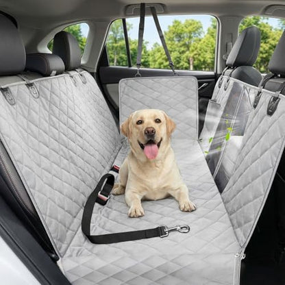 Victoper Dog Car Seat Cover, 600D Heavy Dute Car Seat Cover for Dogs Pets, 100% Waterproof Anti-Scratch Nonslip Dog Hammock for Cars, Seat Covers Protector with Seatbelt for Sedan SUV Truck XL Gray by Victoper