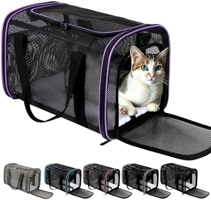 Cat Carrier, Soft-Sided Pet Carrier Bag, Breathable Mesh, Black (Purple, 20 * 13 * 13) by Unknown