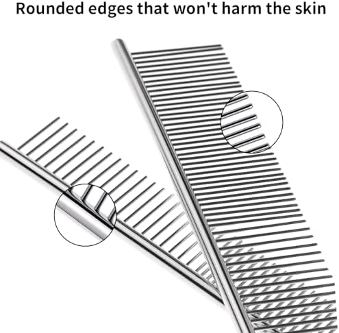 Flezoo 2PCS 6.4"&7.5" Stainless Steel Pet Deshedding Brush & Grooming Comb - Image 3