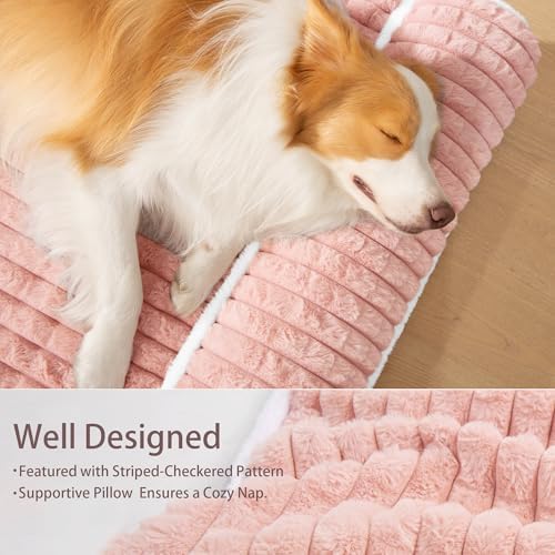 Orthopedic Large Dog Bed Pillow Pet Sofa Bed 36''X24'' Pink - Image 5