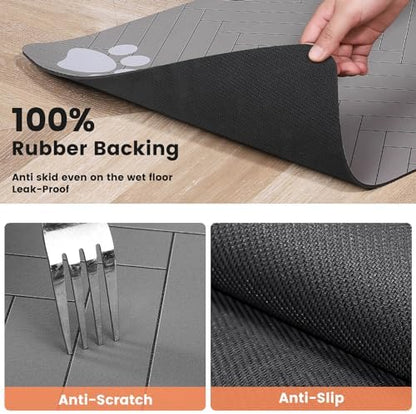 Pet Feeding Mat-Absorbent Pet Placemat for Food and Water Bowl, with Waterproof Rubber Backing, Quick Dry Water Dispenser Mat for Dog and Cat (24"x16", Striped Light Gray) - Image 5