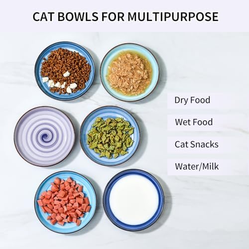 Selamica 6 Inch Ceramic Cat Bowls, Set of 6, Gradient Blue - Image 5