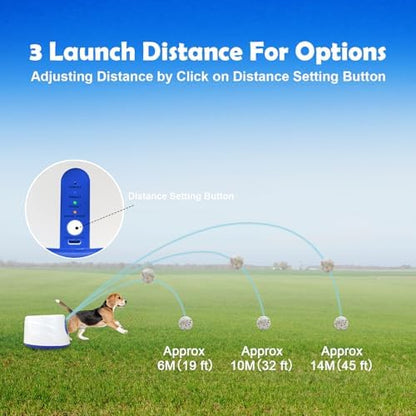 MEKAPLE Automatic Dog Ball Launcher, Upgraded Interactive Dogs Balls Thrower for Small Dogs, Distance Adjustable Mental Stimulating Dog Toys with 4 Durable Etpu Balls 2.2 Inch (Blue) - Image 4