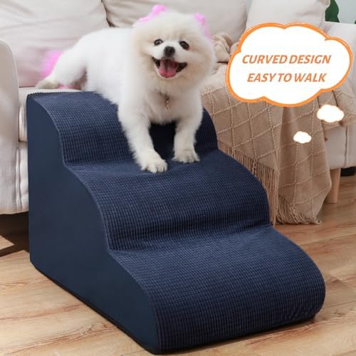 Dog Stairs and Steps for Beds Or Couches, 3-Step Pet Stairs & Steps for Small Dogs and Cats, Soft and Non-Slip Dog Ramp for Older Dogs,Pet with Joint Pain,Easy to Walk - Image 2