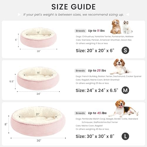 Love's cabin Round Donut Cat and Dog Cushion Bed, 24in Pet Bed for Small or Medium Dogs, Anti-Slip & Water-Resistant Bottom, Soft Durable Fabric Pet Beds, Washable Calming Cat Bed Light Pink - Image 4