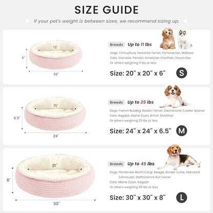 Love's cabin Round Donut Cat and Dog Cushion Bed, 24in Pet Bed for Small or Medium Dogs, Anti-Slip & Water-Resistant Bottom, Soft Durable Fabric Pet Beds, Washable Calming Cat Bed Light Pink - Image 4
