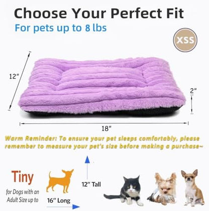 18 Inch Ultra Soft Comfy Pet Bed, Tiny Dog Bed, Washable Anti-Slip Crate Pad Sleeping Cushion Mat for XX-Small Dogs, Indoor Cats & Cat Carrier, Purple - Image 4