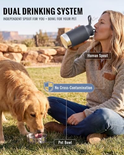 GiNT 37oz / 1.1L Insulated Dog Water Bottle with Carrying Case, Dark Grey - Image 6
