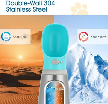 Portable Dog Water Bottle, 24 OZ Stainless Steel Pet Water Dispenser - Image 3