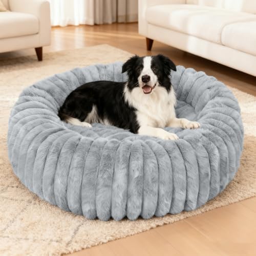 Washable Large Dog Bed,Fluffy Puppy Kitten Beds for Small Dogs(Grey,XL) by Unknown