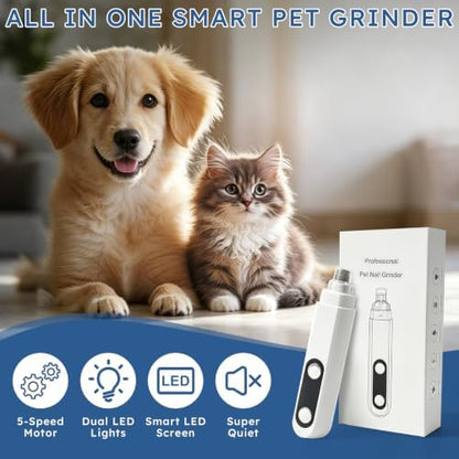 5-Speed Dog Nail Grinder with 2 LED Lights & Smart LED Screen,Quiet Electric Pet Nail Trimmer, Rechargeable Paws Grooming and Smoothing Tool for Large Medium Small Dogs,Cats and Pets - Image 7