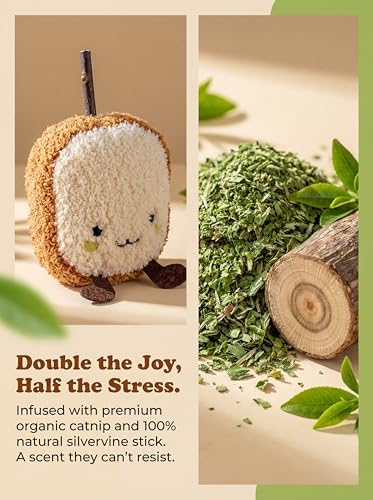 Cat Plush Toy [6000mg A+ Natural Catnip & Silvervine] with Teething Stick - Image 4