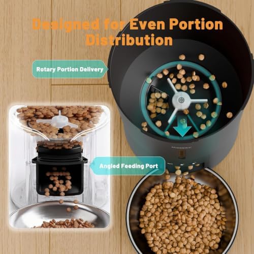 4.2L Automatic Cat Feeder,2.4G WiFi Timed Auto Cat Food Dispenser with 10s Voice Recorder,Dual Power Supply,4.2L Auto Cats Feeder(Black,Single Bowl) - Image 5