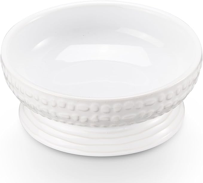 6.7" Non-Slip Ceramic Dog Bowl, 23 Oz Heavy-Duty Dog Food/Water Dish, Pet Feeding Bowl for Small and Medium Dogs, Food Grade Porcelain Pet Feeder Bowl, Microwave and Dishwasher Safe, White
