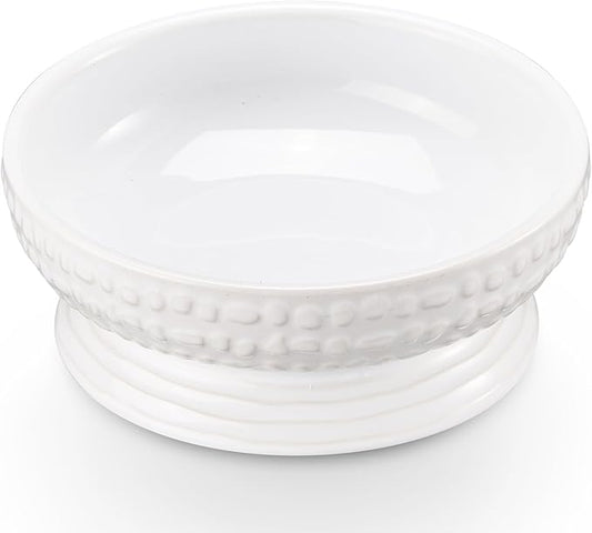 6.7" Non-Slip Ceramic Dog Bowl, 23 Oz Heavy-Duty Dog Food/Water Dish, Pet Feeding Bowl for Small and Medium Dogs, Food Grade Porcelain Pet Feeder Bowl, Microwave and Dishwasher Safe, White
