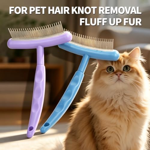 Stainless Steel Pet Dematting Deshedding Brush,Pet Grooming Tool(Blue) - Image 3