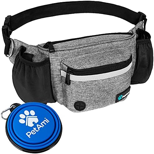 PetAmi Dog Fanny Pack, Treat Pouch for Dog Walking Training, Light Gray by PetAmi