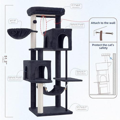 Gitelsnour Cat Tree Tower with Sturdy Steel Tube for Indoor Cats GCT014G - Image 6