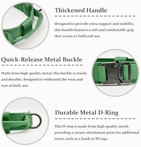 Tactical Dog Collar, Adjustable Military Training Collars, Emerald Green S - Image 3