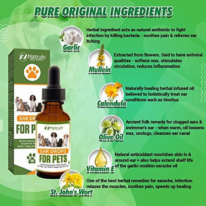 Natural Ear Cleaner for Dogs, Cats, Kitten, Puppy – Gentle Cleansing Ear Wash Solution Mite Infection & Yeast Treatment for Pets – Drying, Healing Medicinal Ear Cleaning Drops Made in USA - Image 4