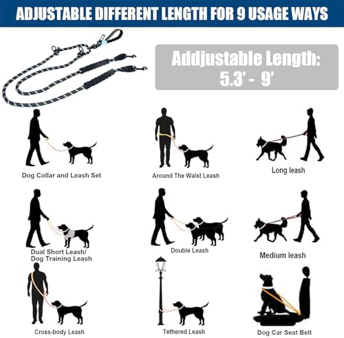 Two Point Control & Hands Free Dog Leash No Pull Black Large Dogs - Image 5