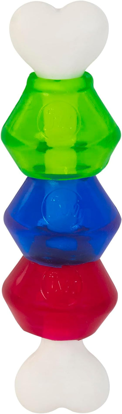 JW Pet EverTuff Treat Pod Nylon Dog Toy, Small 7" Tall, White Bone with Colored Pods of Orange, Green, Blue