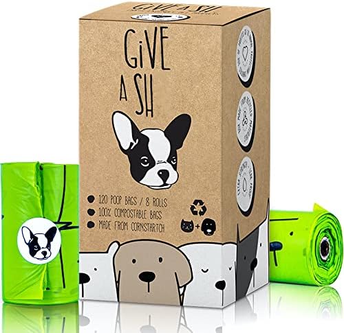 Certified Home Compostable Dog Poop Bags, 120 Plant Based Bags (8 Rolls) by GAS