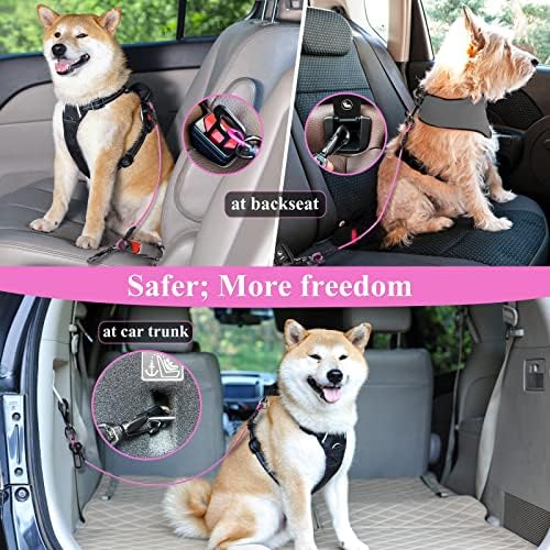 VIVAGLORY Dog Seatbelt Tuffbelt Dog Car Harness, L, Pink - Image 4
