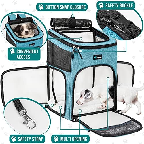 PetAmi Dog Backpack Carrier, Airline Approved 4-Way Entry Cat Bag, Teal - Image 3