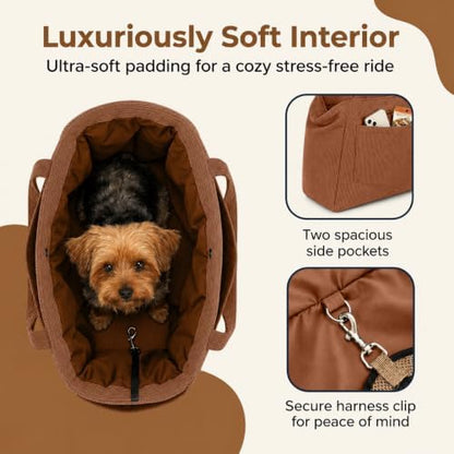 Everyday Cozy Carry Dog Tote for Small Dogs up to 13 lbs, Brown - Image 2