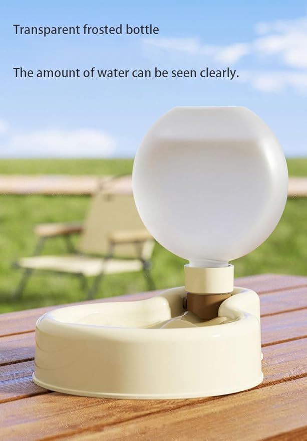Pet Water Bottle, Portable Dog Water Bottle, Collapsible Leak Proof Puppy Drinker for Outdoor Walking, Traveling, Food Grade Plastic, 12 oz, Beige