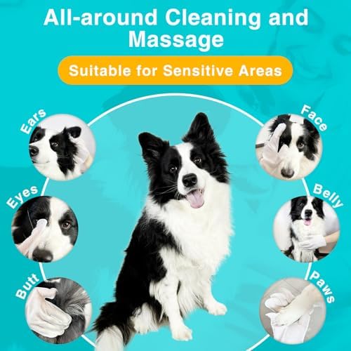 TroisAmis Thick Pet Glove Wipes for Dog & Cat Unscented, Cleaning & Deodorizing Grooming Gloves Wipes, No-Rinse Grooming Wipe for Daily Care and Travel, Ears Face Paws Butt Clean,Hypoallergenic&Gentle - Image 4