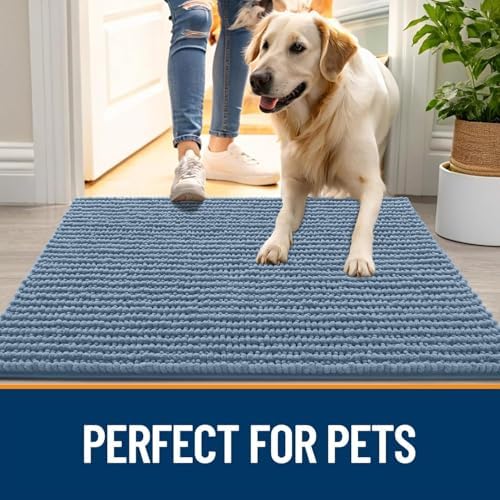 OLANLY Dog Door Mat for Muddy Paws 36x24, Extra Absorbent Chenille Mud Mat - Image 6