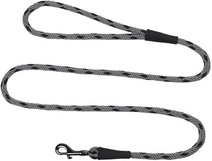 Mendota Pet Snap Leash - British-Style Braided Dog Lead, Made in The USA - Black Ice Silver, 3/8 in x 4 ft - for Small/Medium Breeds