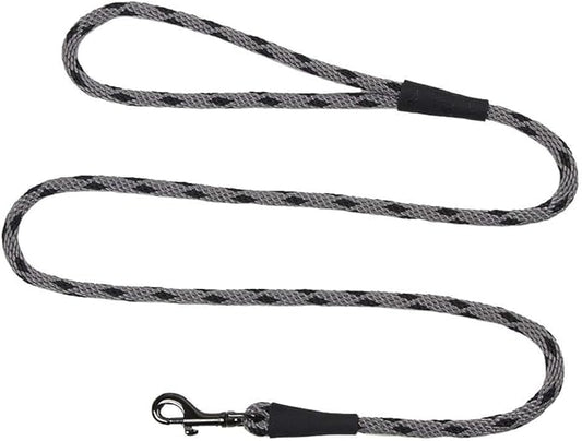 Mendota Pet Snap Leash - British-Style Braided Dog Lead, Made in The USA - Black Ice Silver, 3/8 in x 4 ft - for Small/Medium Breeds