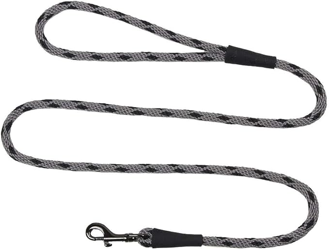 Mendota Pet Snap Leash - British-Style Braided Dog Lead, Made in The USA - Black Ice Silver, 1/2 in x 4 ft - for Large Breeds